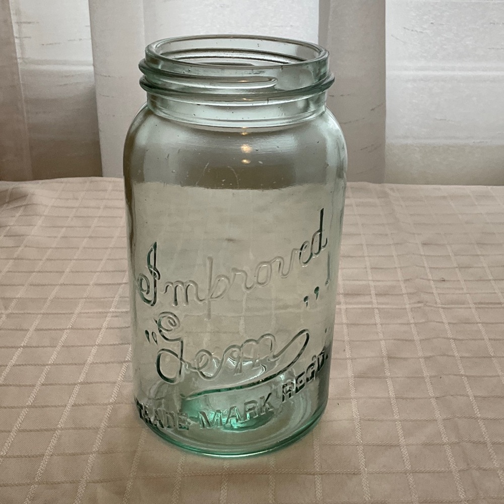 Embossed Green Glass Jar